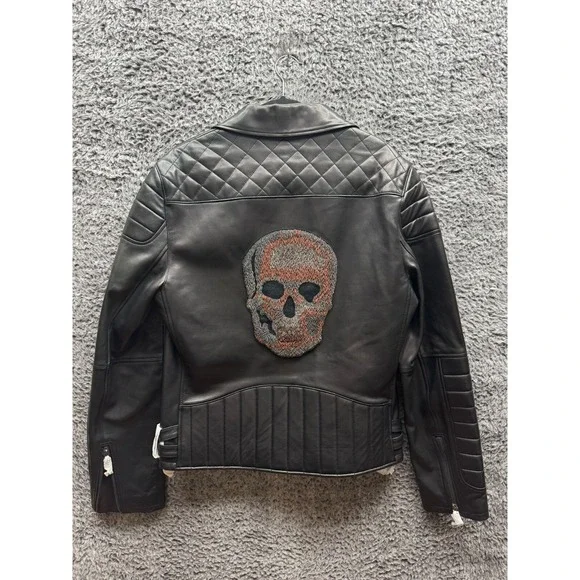 NWT Robert Graham Colter Lambskin Leather Biker Jacket Black Womens Size M $1998